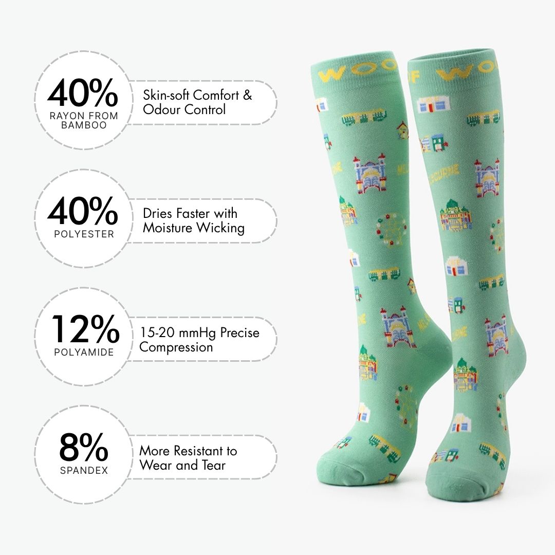 Meet Me in Melbourne Bamboo Compression Socks