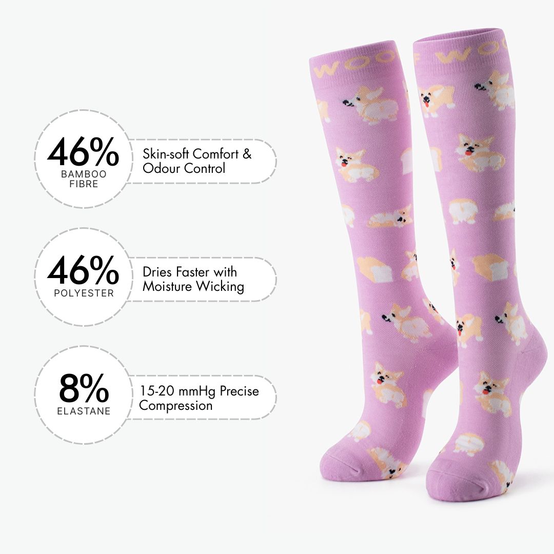 Loafing Corgis Bamboo Compression Socks