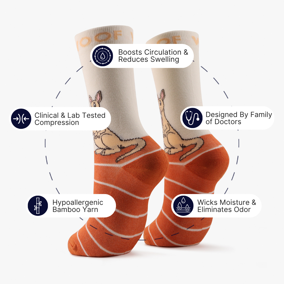Kangaroo & Joey Bamboo Crew Compression Socks