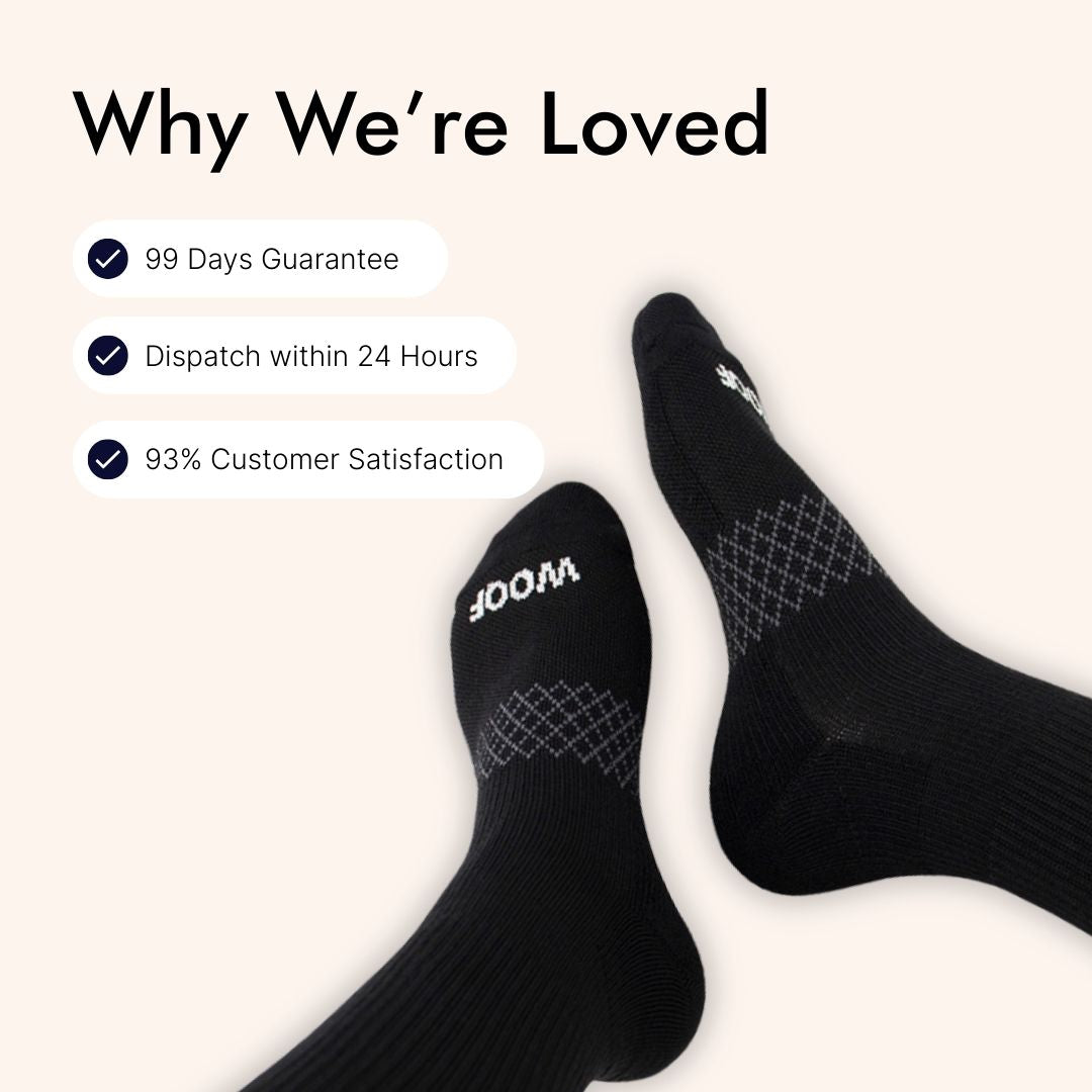 Black Bamboo Crew Compression Socks