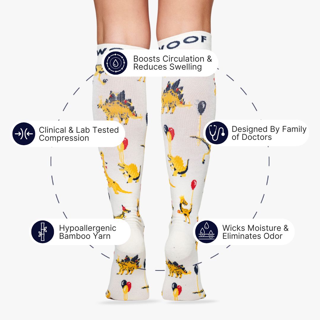 Dino Party Bamboo Compression Socks