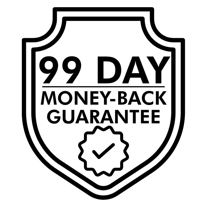 '30-day money-back guarantee badge with checkmark.'